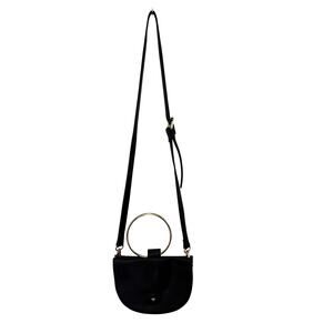Melie Bianco Felix Ring Black Vegan Leather Crossbody